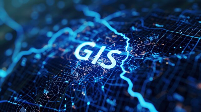 GIS, Geographic information system technology style with text