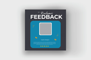 Customer feedback social media post or Clients, testimonials template design. service feedback review poster banner
