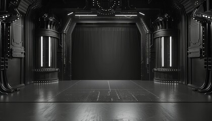 Empty Stage in Black and White - obrazy, fototapety, plakaty