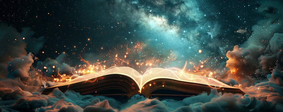 Warlocks decoding blockchain mysteries ancient tomes and digital tablets under starry sky