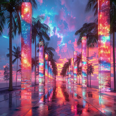 Holographic Oasis A mirage of digital paradise pixels of perfection