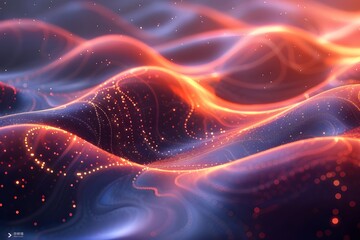 "Abstract 3D Rendering with Futuristic Flair, Futuristic Background Alive with Glowing Particles, Abstract 3D Waves Captivate with Glowing Particles, Dynamic Surface with Glowing Particle Waves,