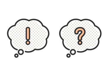 シンプルな吹き出しとビックリ・クエスチョンマークのイラスト素材