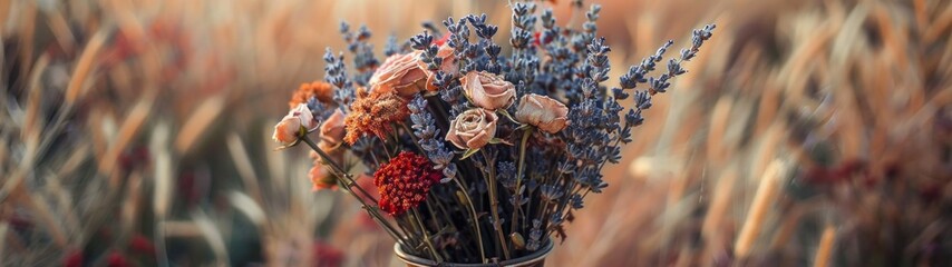 Dried Flower Arrangement: Imagine a bouquet or arrangement made of dried flowers