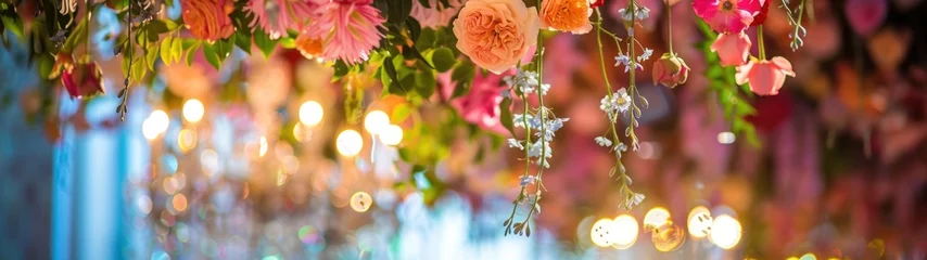 Wandcirkels tuinposter Chandelier Turned Floral Display: Imagine a grand, ornate chandelier © peera