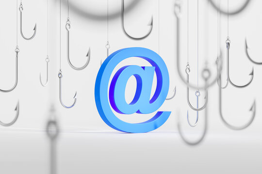 Email symbol and hooks, scam concept
