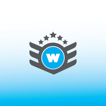  W letter logo vector design on blue an white gradient color background W letter logo and icon design
