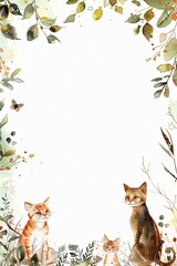Feline Fantasy: Scrapbook for Kids with Blank Pages, Enhanced by Delightful Cat Pattern Border in Watercolor
