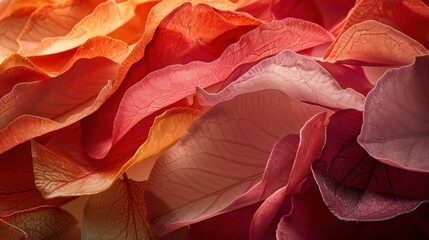 Macro Petal Mosaic: A close-up shot of overlapping flower petals in various shades of the same color - Powered by Adobe