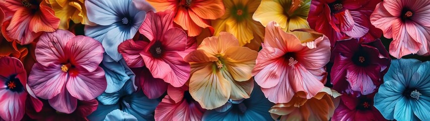 Fototapeta premium Saturated Color Blooms: A pattern created from close-up shots of brightly colored flowers