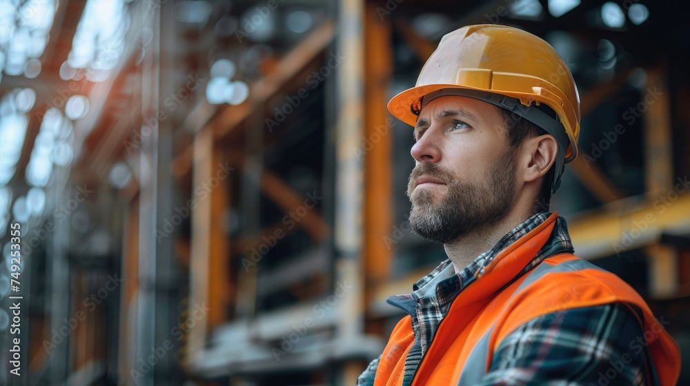Poster electrical engineer in a construction site. generative ai.