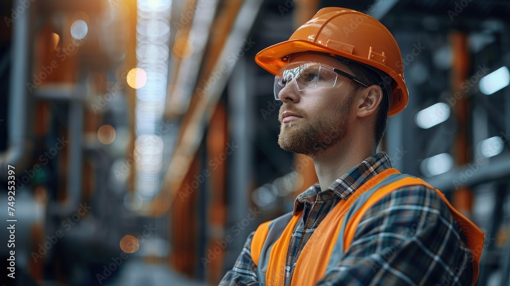 Aufkleber Electrical engineer in a construction site. Generative AI.