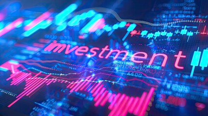 investment technology sector with stock chart with text