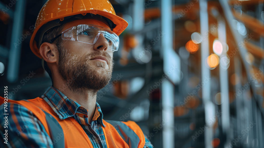 Aufkleber electrical engineer in a construction site. generative ai.