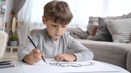 A talented young artist delicately sketches a feline masterpiece on a blank canvas, guided by the innovative creativity of AI technology. 