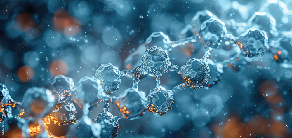 Poster molecular structure, trace elements, circle. generative ai.