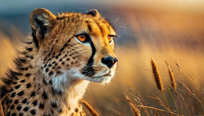 cheetah in serengeti national park serengeti, cheetah in the wild, side view, golden hour, Ai Generate - obrazy, fototapety, plakaty