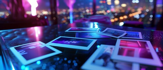 Table Covered With Various Colored Pictures