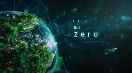 Net Zero technology with text - obrazy, fototapety, plakaty