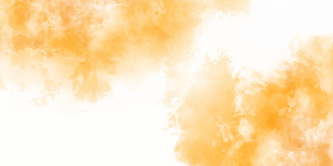 abstract light yellow background. Yellow and orange color cloud splatter on white background. Color particles splash. Colorful watercolor hand paint design banners, splashes, grunge Background.