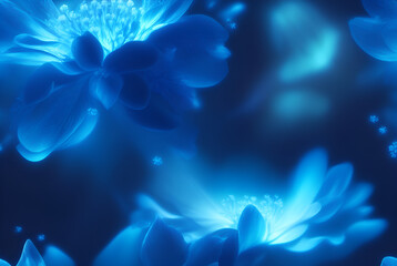 Abstract background of flowers under deep water. Blue tone design. Generative AI