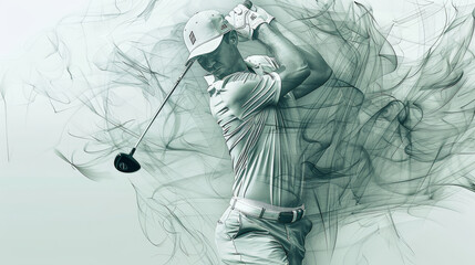 Swing Symphony: Golf Player in Motion. Generative AI