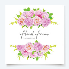 peonies floral watercolour background and frame design