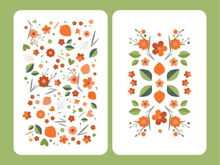 cartes florales, affiche herbier de saison, palette de couleurs modifiables, décoration intérieure, motif, pattern, illustration, vecteur, modifiable, customiser, saisonnalité, printemps, botanique