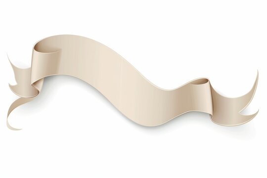 beige ribbon banner, elegantly unfurled against a stark white background, ready to be customized with text or graphics