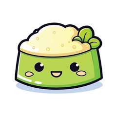 Cute kawaii key lime pie icon. Clipart image isolated