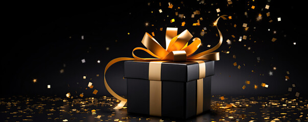 Elegant Black and Gold Gift Box With a Bow