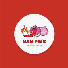 Nam Prik Thai Chili Paste Sauce Label Sticker and Banner Sticker . Logo vector design.