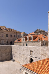 Naklejka premium Ponte Gate (Vrata od Ponte) in City Walls surrounding medieval city, Dubrovnik, Croatia