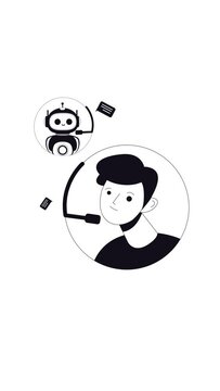 Chatbot, virtual assistant, ai customer support, artificial intelligence, loop animation, vertical video. White background.
