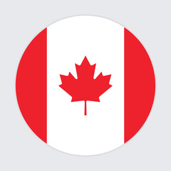 Canada flag vector icon design. Canada circle flag. Round of Canada flag. 
