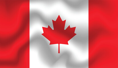 Flat Illustration of Canada flag. Canada national flag design. Canada waves flag.
