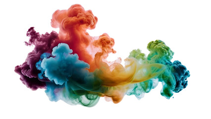 Multicolor smoke isolated on transparent background. Generative AI