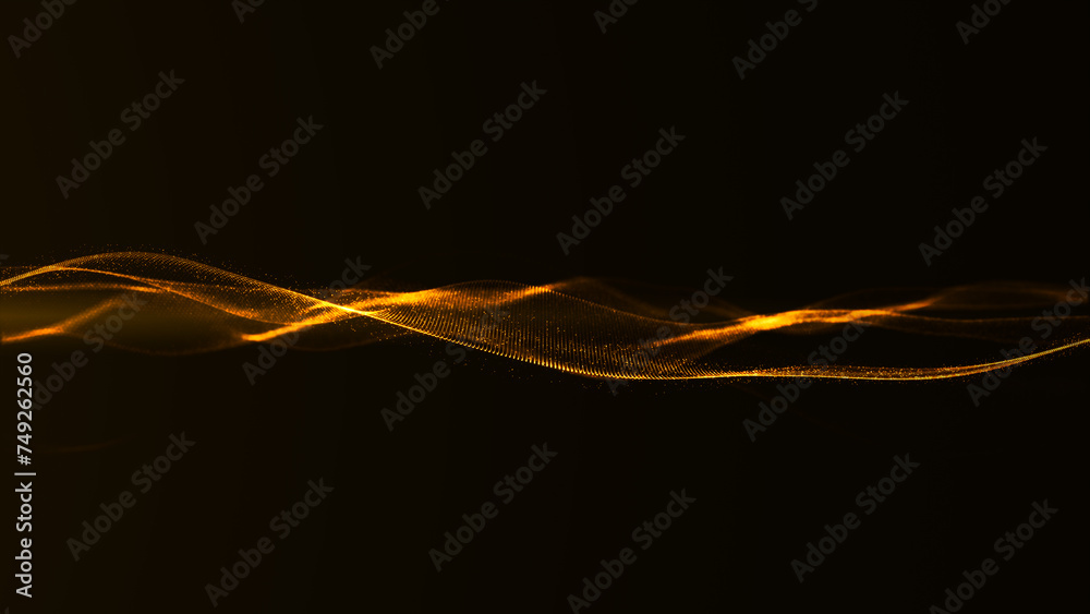 Poster abstract representation of blue light waves on dark background. light dynamics in a digital art form