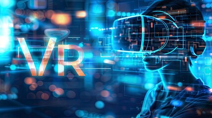 Virtual Reality technology with text VR