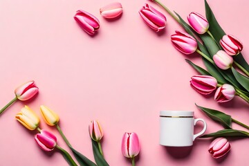 Obraz na płótnie Canvas pink tulips in a vase