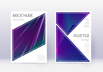 Triangle cover design template set. Neon abstract