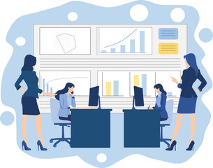 打ち合わせをする女性のイラスト	
