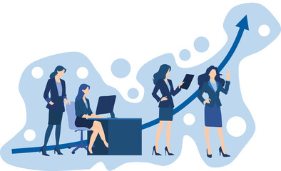 ビジネスにおける目標達成までの道のりのイラスト	
