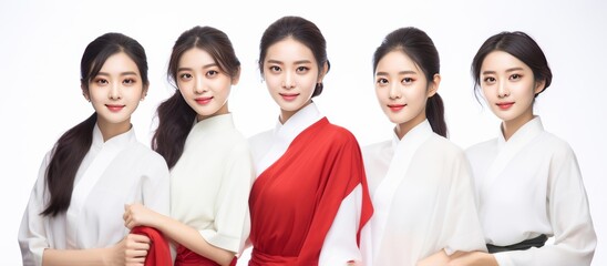 Photo shot full body of Taiwan girl wearing local clothes. Generative AI.