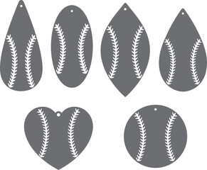 Baseball earrings, summer earrings bundle, sport earring, earring for glowforge, laser cut earring, vector illustration file