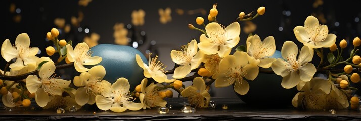 Apple Flowers On Wooden Background, with lights, light black and yellow, Background HD, Illustrations
