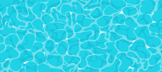 Obraz premium Water ripple surface with sunlight reflections, game texture top view. Beach, ocean clean and deep water. Vector illustration