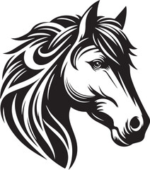 3D Beautiful Black And White Horse Head Silhouette