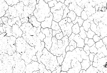 vintage black and white grunge vector of cracked concrete, grungy effect with noise, white paint on the wall