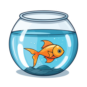 Empty cartoon fishbowl icon. Clipart image isolated